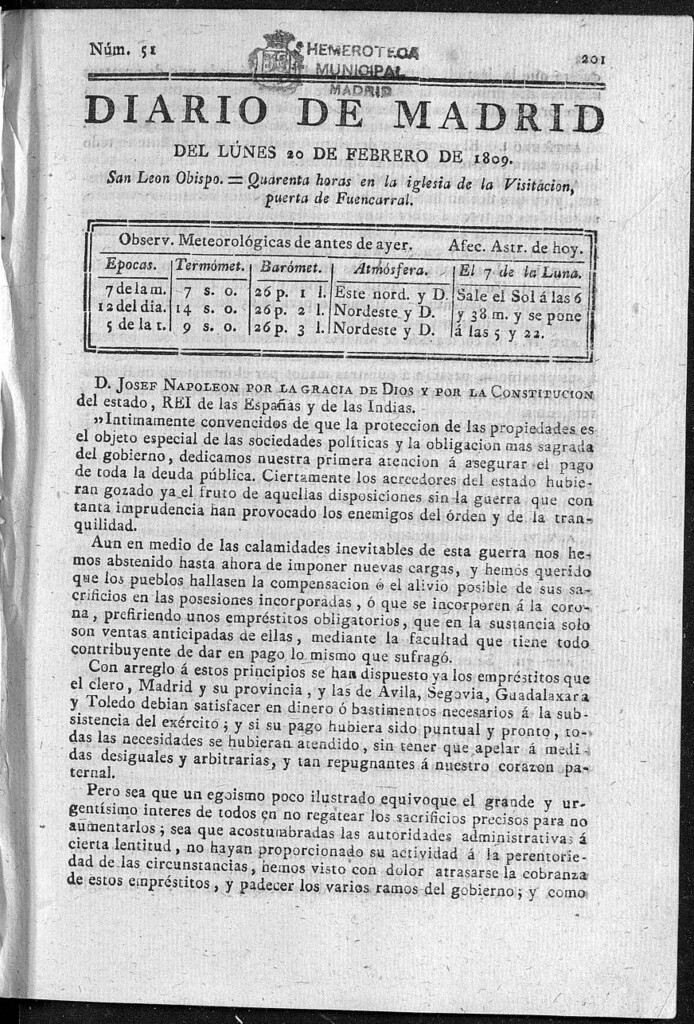 Miniatura de Diario de Madrid del lunes 20 de Febrero de 1809