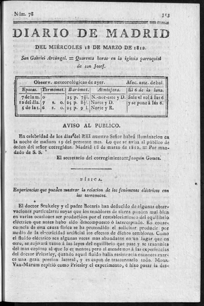 Miniatura de Diario de Madrid del miércoles 18 de Marzo de 1812