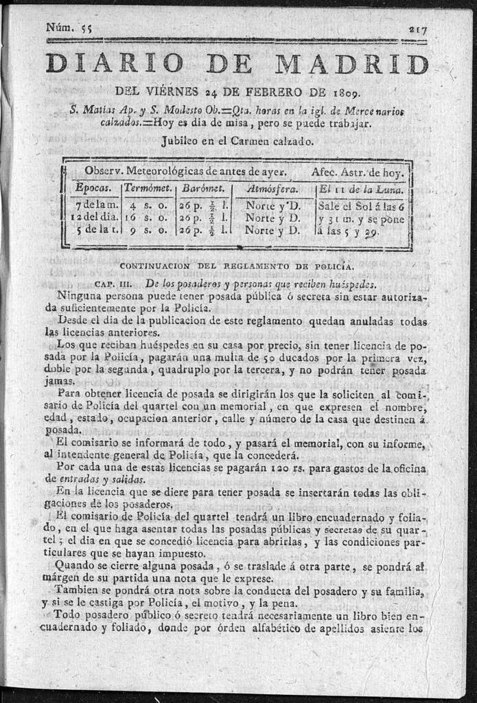 Miniatura de Diario de Madrid del viernes 24 de Febrero de 1809