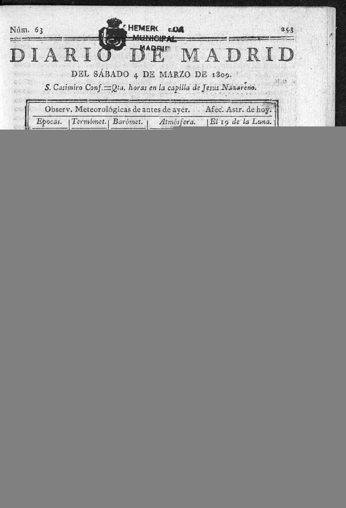 Miniatura de Diario de Madrid del sábado 4 de Marzo de 1809