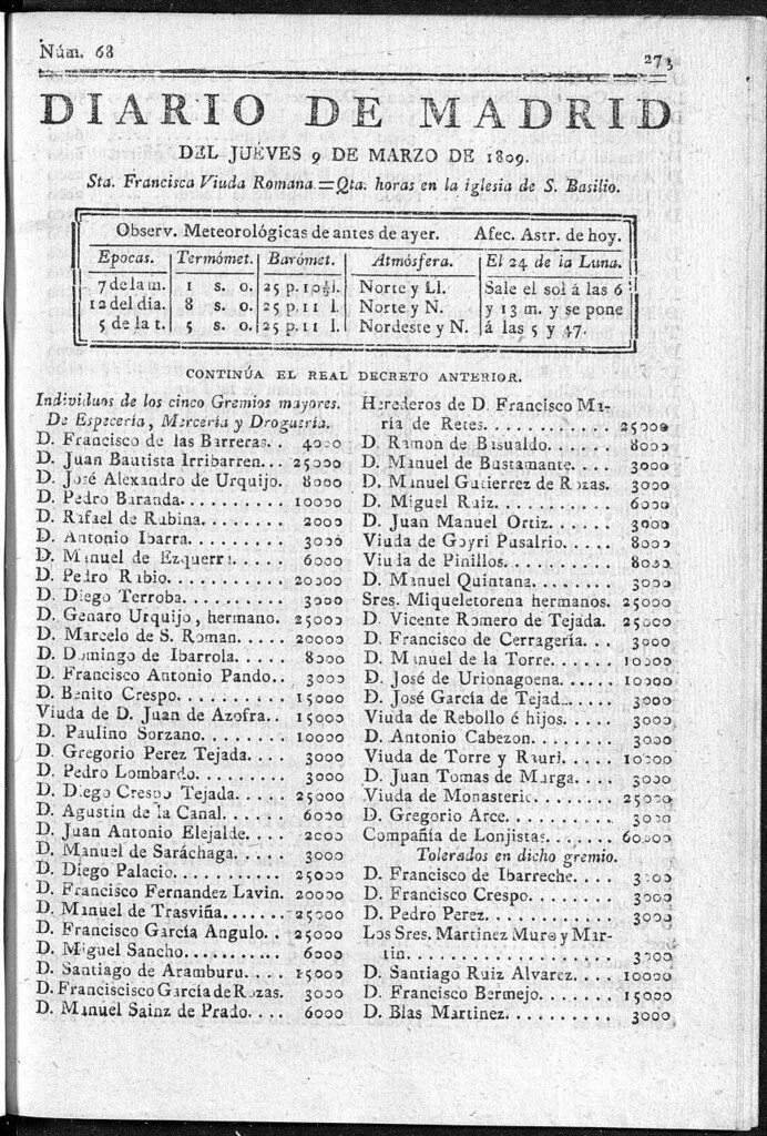 Miniatura de Diario de Madrid del jueves 9 de Marzo de 1809