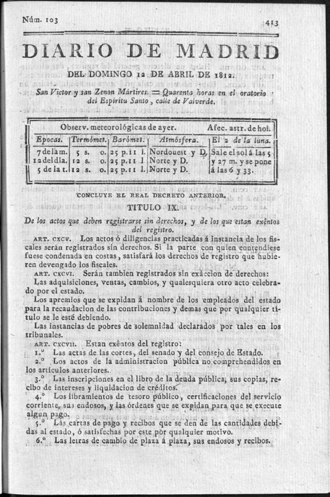Miniatura de Diario de Madrid del domingo 12 Abril de 1812