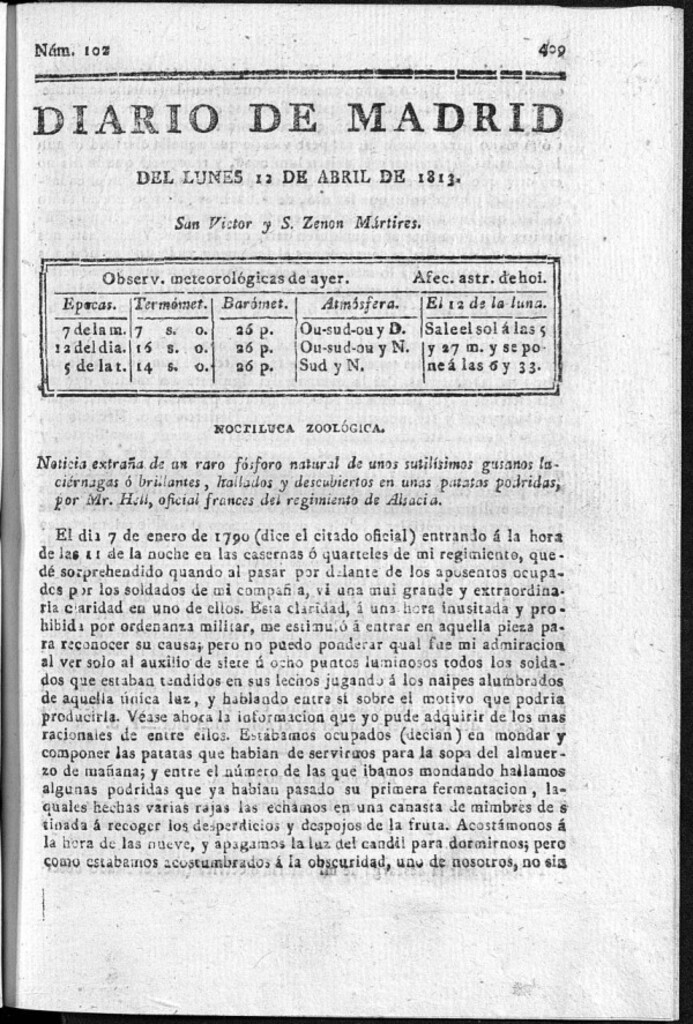 Miniatura de Diario de Madrid Lunes 12 de Abril de 1813