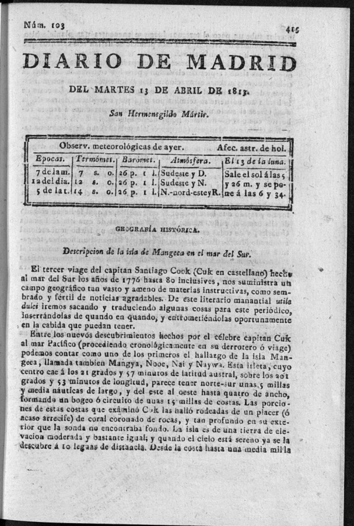 Miniatura de Diario de Madrid Martes 13 de Abril de 1813