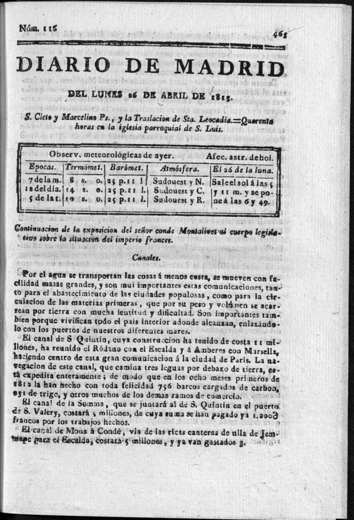Miniatura de Diario de Madrid Lunes 26 de Abril de 1813