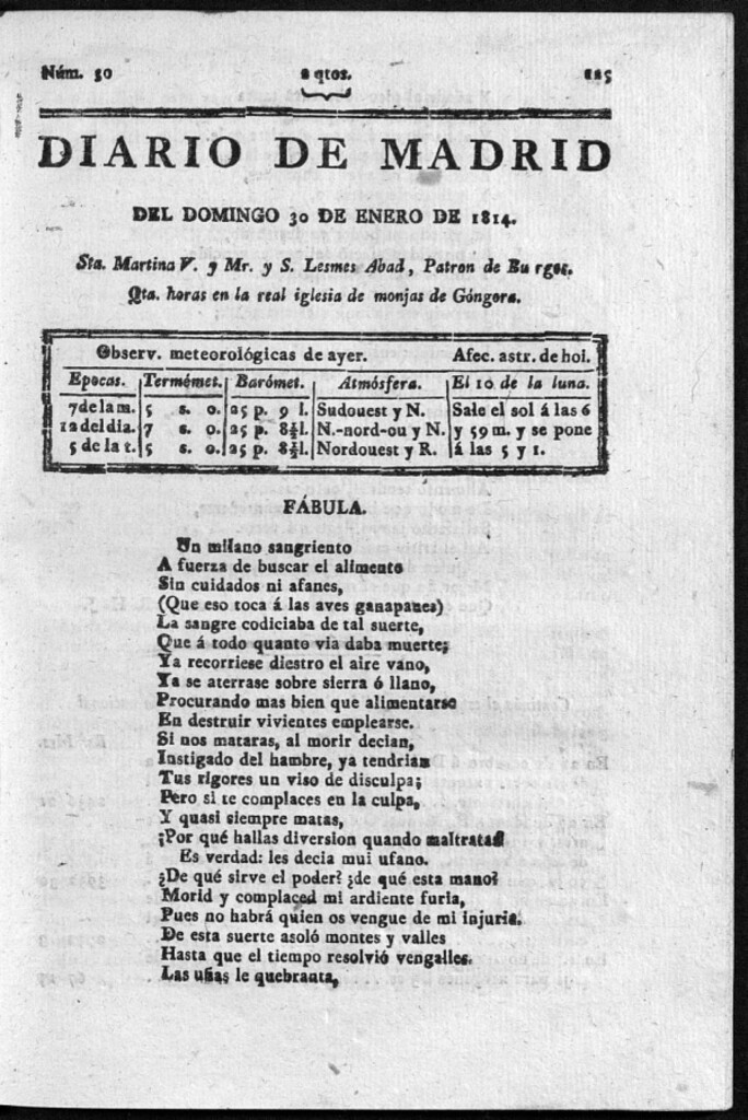 Miniatura de Diario de Madrid del domingo 30 de Enero de 1814