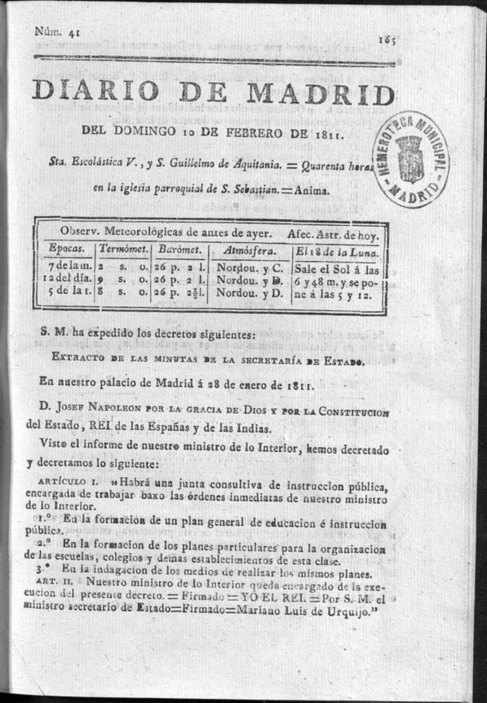 Miniatura de Diario de Madrid del domingo 10 de Febrero de 1811