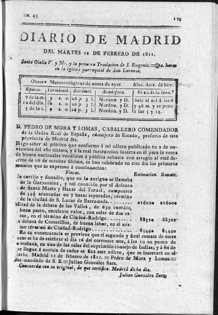 Miniatura de Diario de Madrid del martes 12 de Febrero de 1811