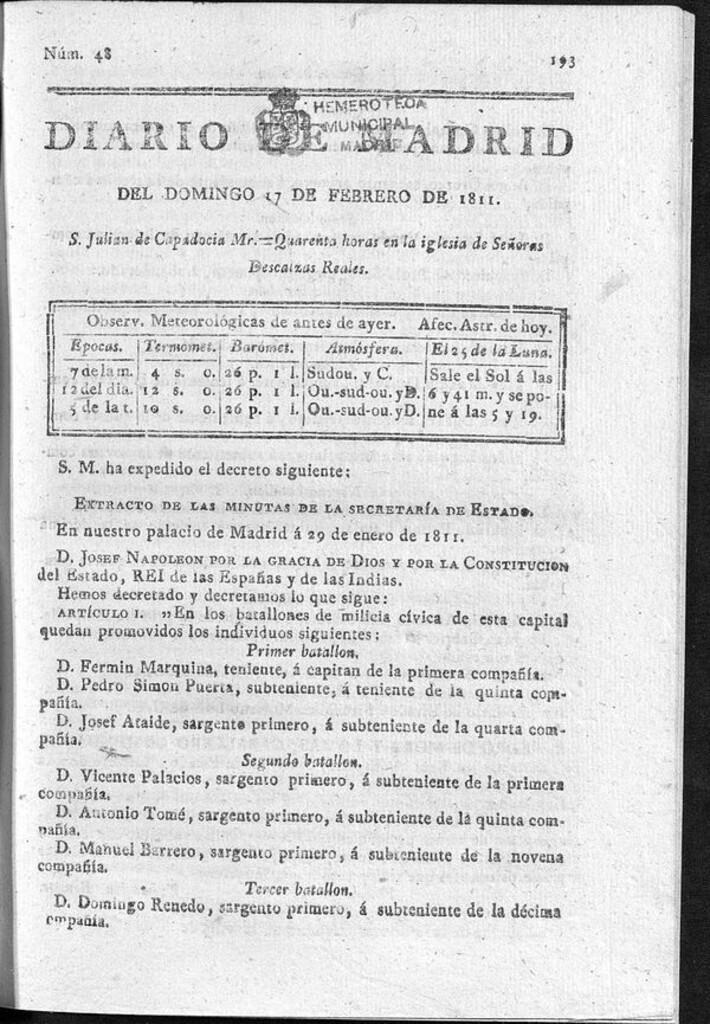 Miniatura de Diario de Madrid del domingo 17 de Febrero de 1811