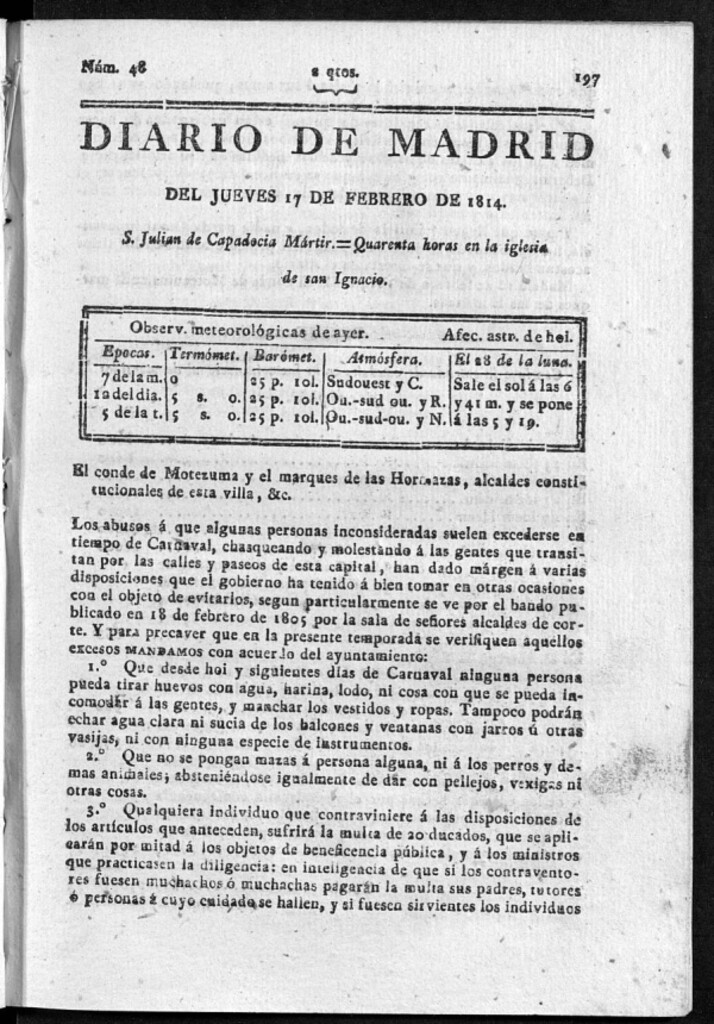 Miniatura de Diario de Madrid del jueves 17 de Febrero de 1814