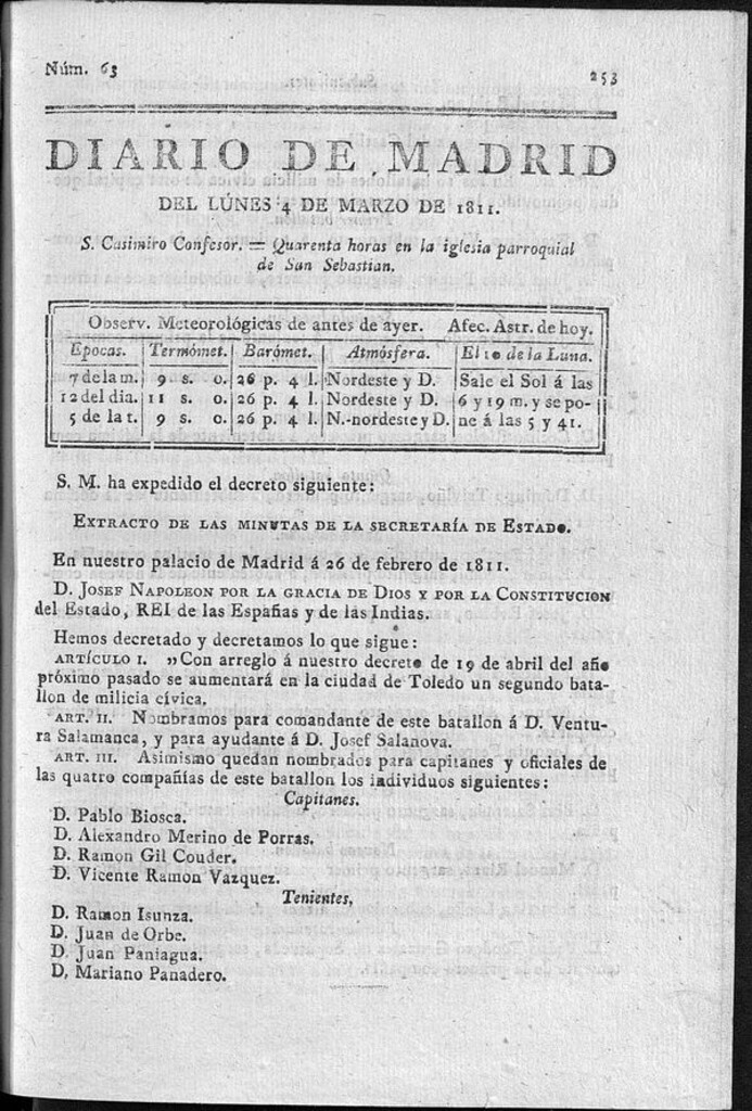 Miniatura de Diario de Madrid del lunes 4 de Marzo de 1811