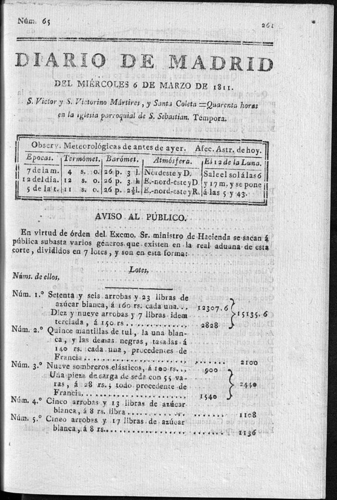 Miniatura de Diario de Madrid del miércoles 6 de Marzo de 1811