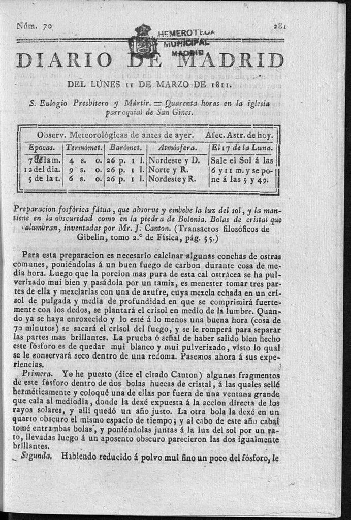 Miniatura de Diario de Madrid del lunes 11 de Marzo de 1811