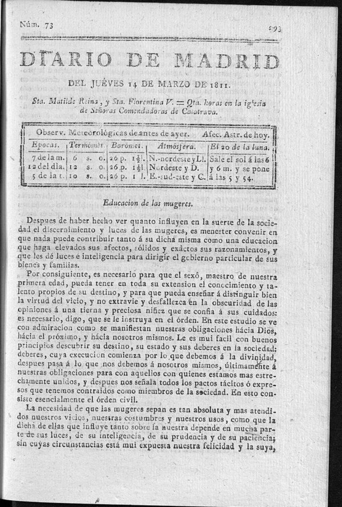Miniatura de Diario de Madrid del jueves 14 de Marzo de 1811