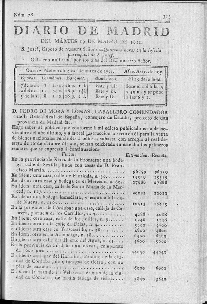 Miniatura de Diario de Madrid del martes 19 de Marzo de 1811