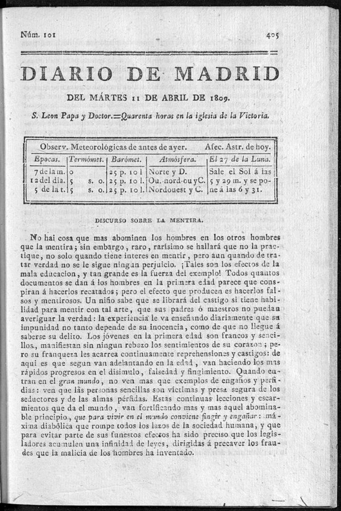 Miniatura de Diario de Madrid del martes 11 de Abril de 1809
