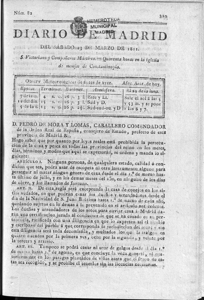 Miniatura de Diario de Madrid del sábado 23 de Marzo de 1811