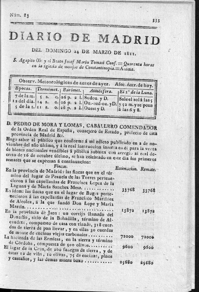 Miniatura de Diario de Madrid del domingo 24 de Marzo de 1811