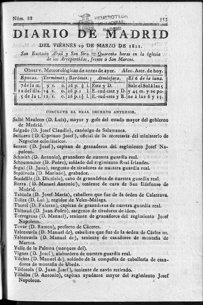Miniatura de Diario de Madrid del viernes 29 de Marzo de 1811