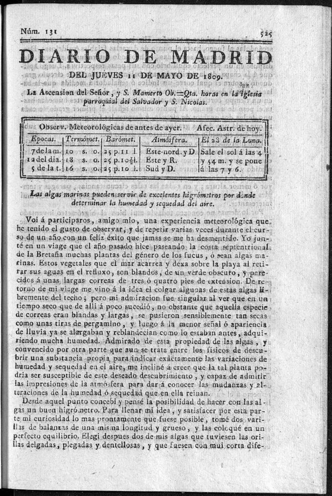 Miniatura de Diario de Madrid del jueves 11 de Mayo de 1809