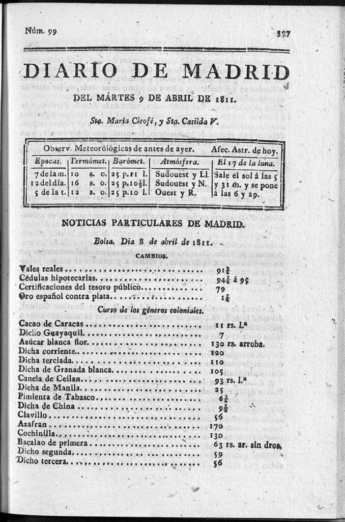 Miniatura de Diario de Madrid del martes 9 de Abril de 1811