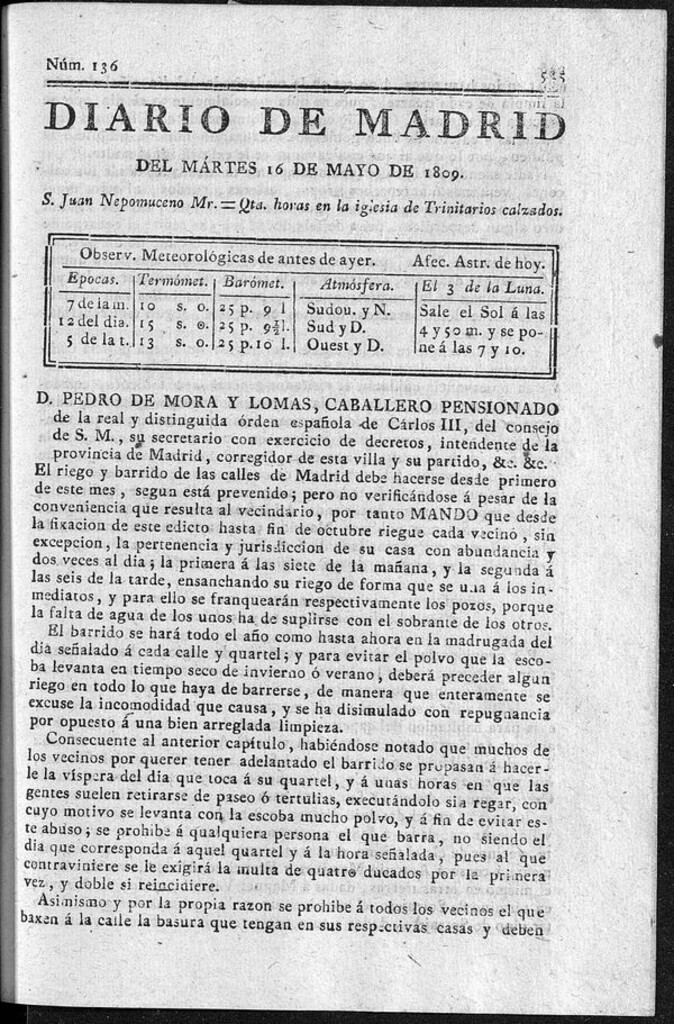 Miniatura de Diario de Madrid del martes 16 de Mayo de 1809