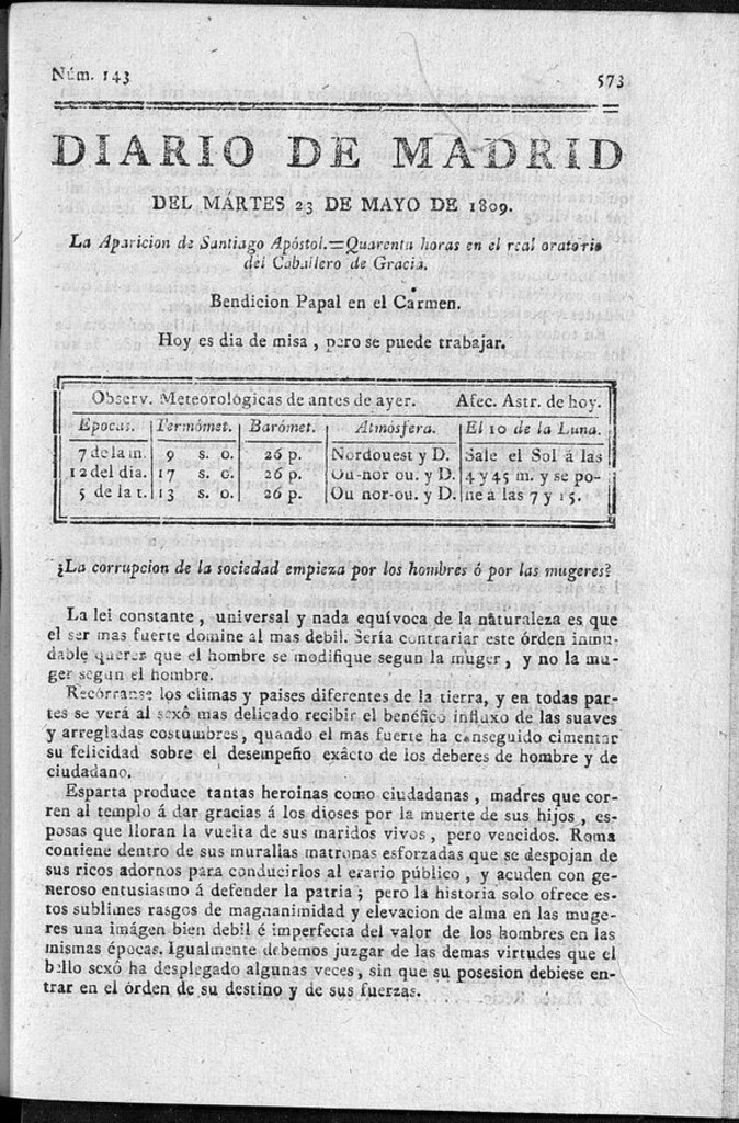 Miniatura de Diario de Madrid del martes 23 de Mayo de 1809