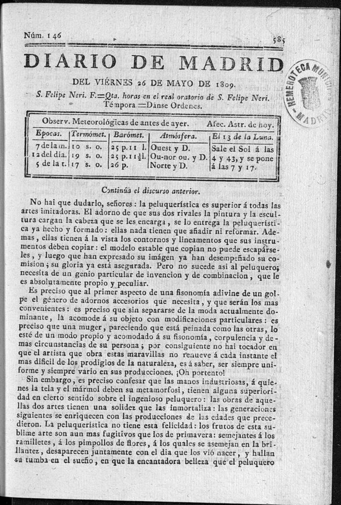 Miniatura de Diario de Madrid del viernes 26 de Mayo de 1809