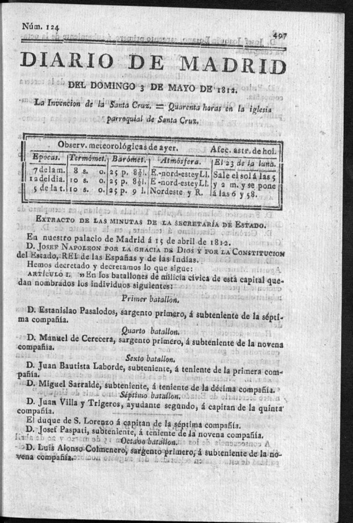 Miniatura de Diario de Madrid del domingo 3 de Mayo de 1812
