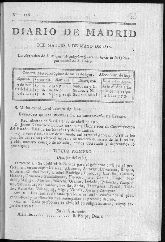 Miniatura de Diario de Madrid del martes 8 de Mayo de 1810
