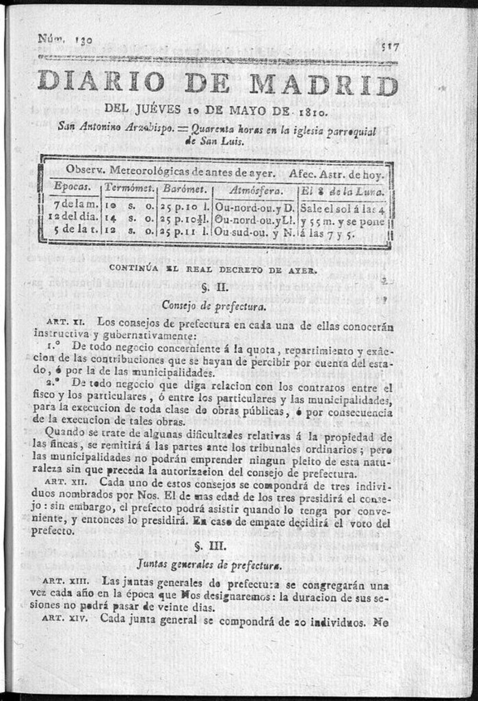 Miniatura de Diario de Madrid del jueves 10 de Mayo de 1810