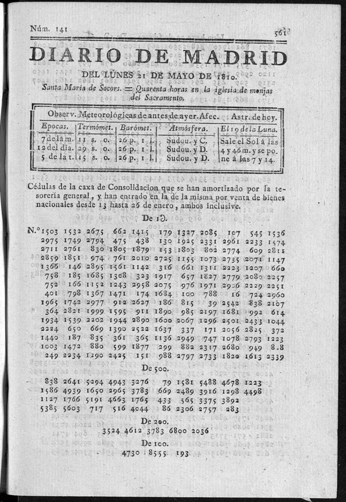 Miniatura de Diario de Madrid del lunes 21 de Mayo de 1810