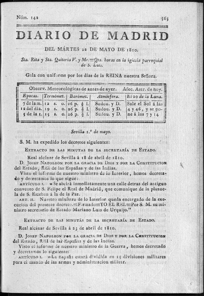 Miniatura de Diario de Madrid del martes 22 de Mayo de 1810
