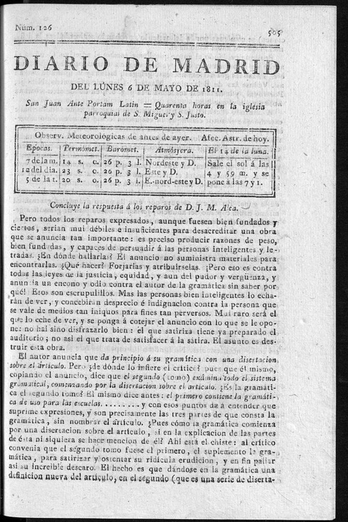 Miniatura de Diario de Madrid del lunes 6 de Mayo de 1811