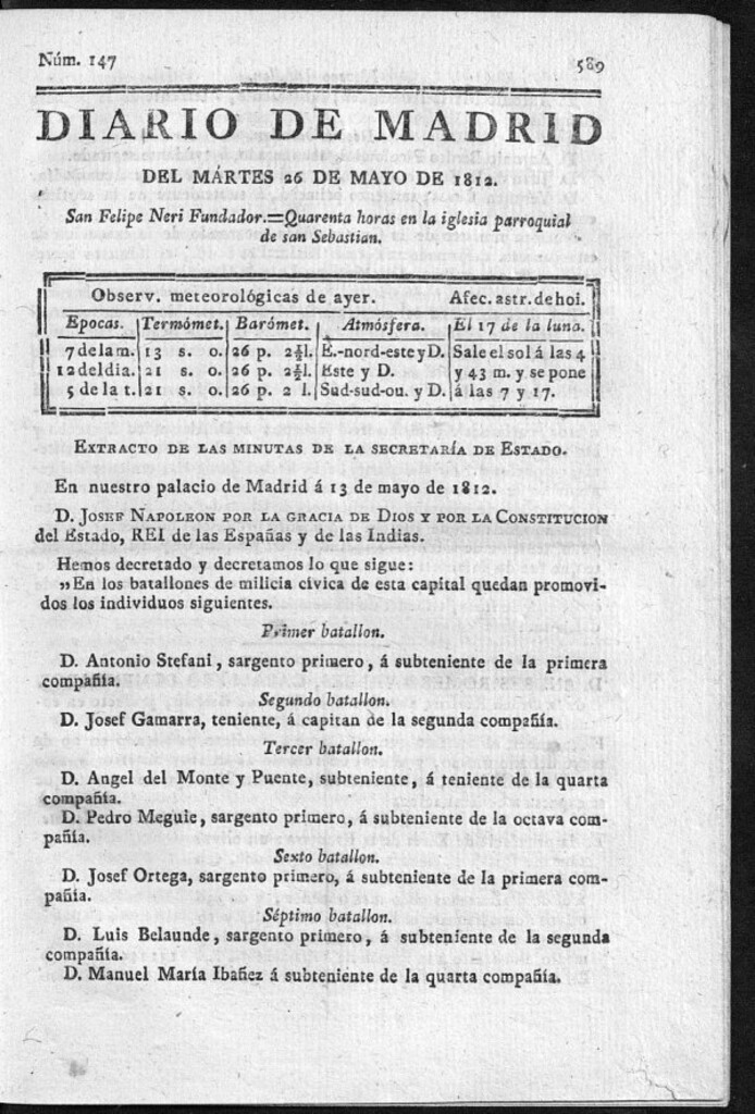 Miniatura de Diario de Madrid del martes 26 de Mayo de 1812