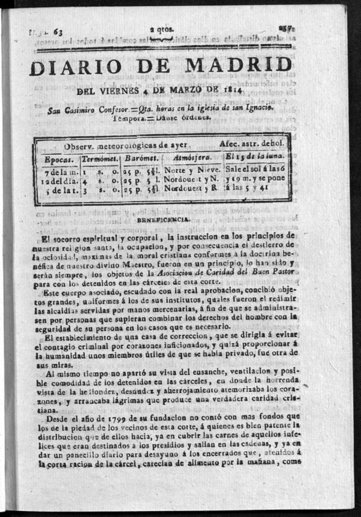 Miniatura de Diario de Madrid del viernes 04 de Marzo de 1814