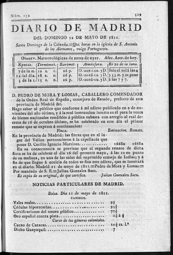 Miniatura de Diario de Madrid del domingo 12 de Mayo de 1811