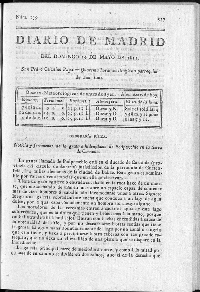 Miniatura de Diario de Madrid del domingo 19 de Mayo de 1811