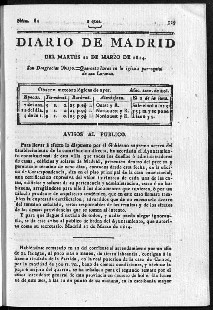 Miniatura de Diario de Madrid del martes 22 de Marzo de 1814