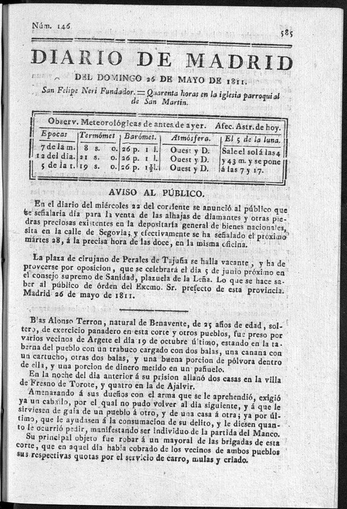 Miniatura de Diario de Madrid del domingo 26 de Mayo de 1811