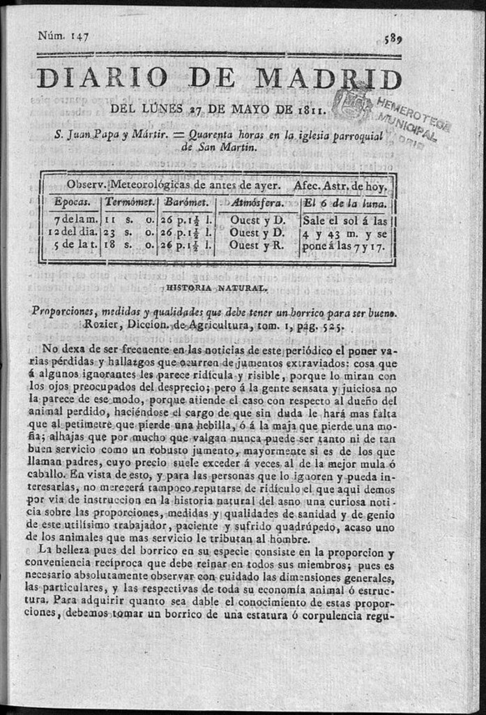 Miniatura de Diario de Madrid del lunes 27 de Mayo de 1811