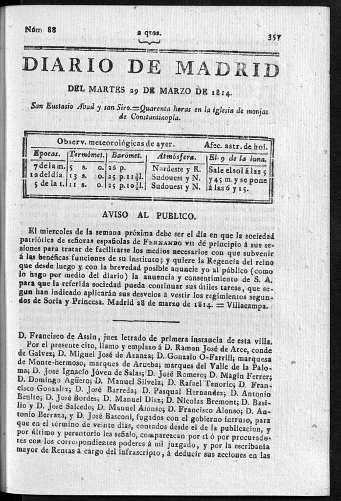Miniatura de Diario de Madrid del martes 29 de Marzo de 1814