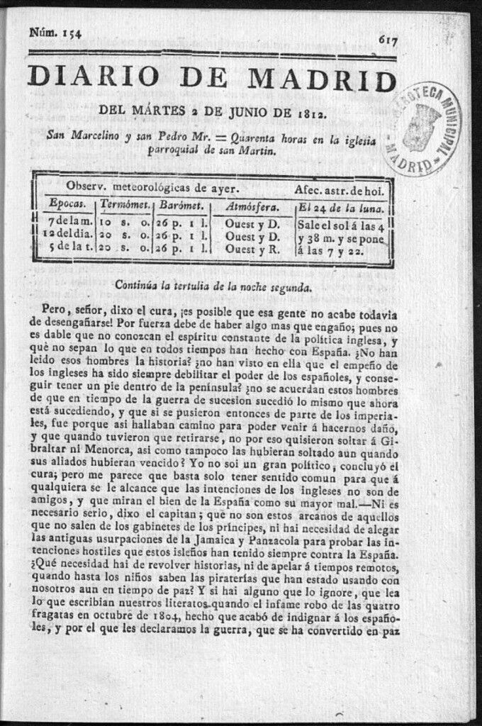 Miniatura de Diario de Madrid del martes 2 de Junio de 1812