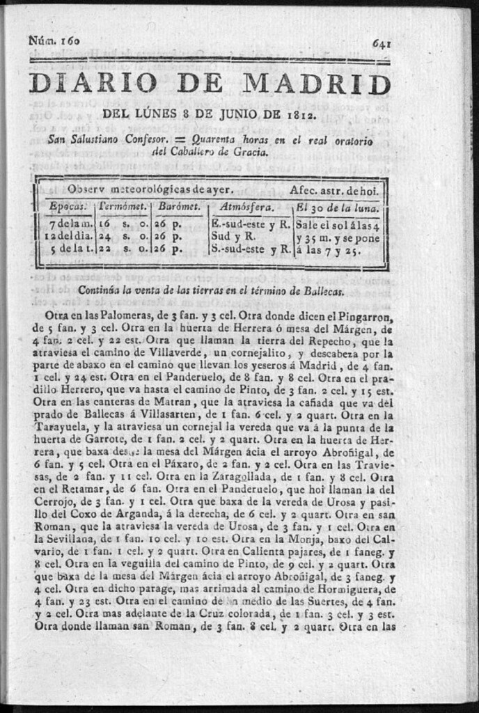 Miniatura de Diario de Madrid del lunes 8 de Junio de 1812