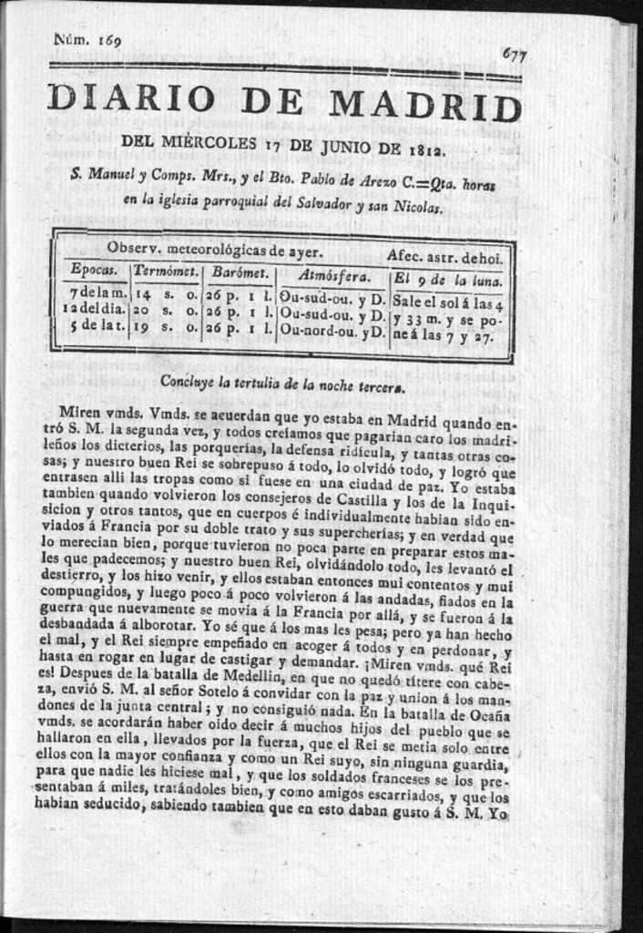 Miniatura de Diario de Madrid del miércoles 17 de Junio de 1812