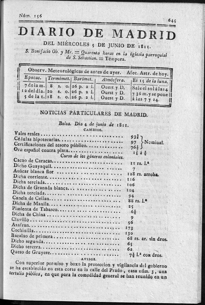 Miniatura de Diario de Madrid del miércoles 5 de Junio de 1811