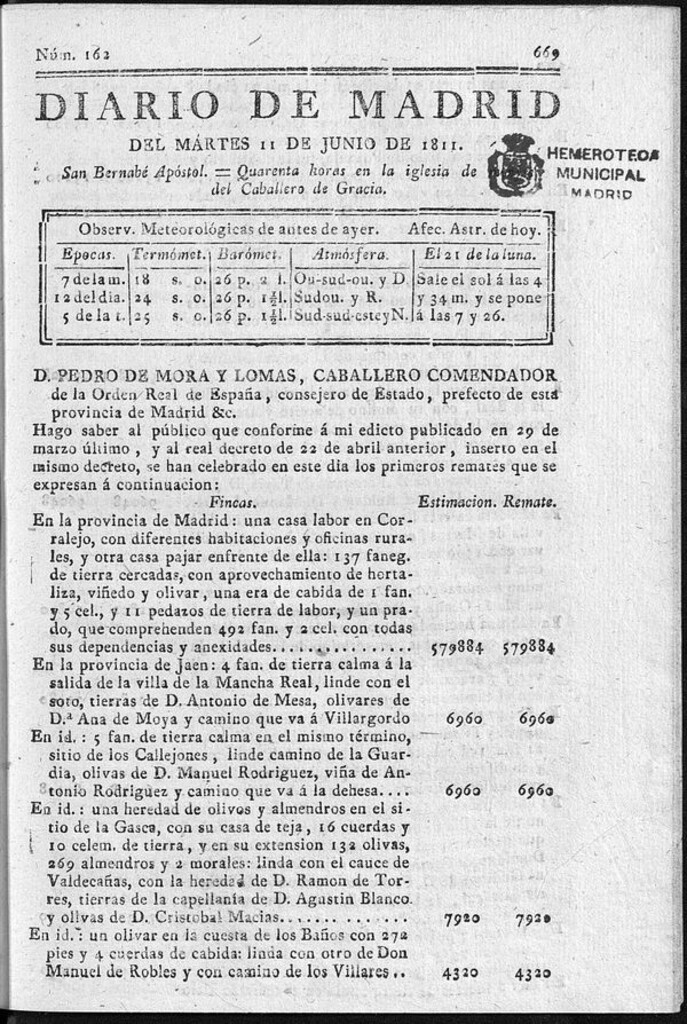 Miniatura de Diario de Madrid del martes 11 de Junio de 1811