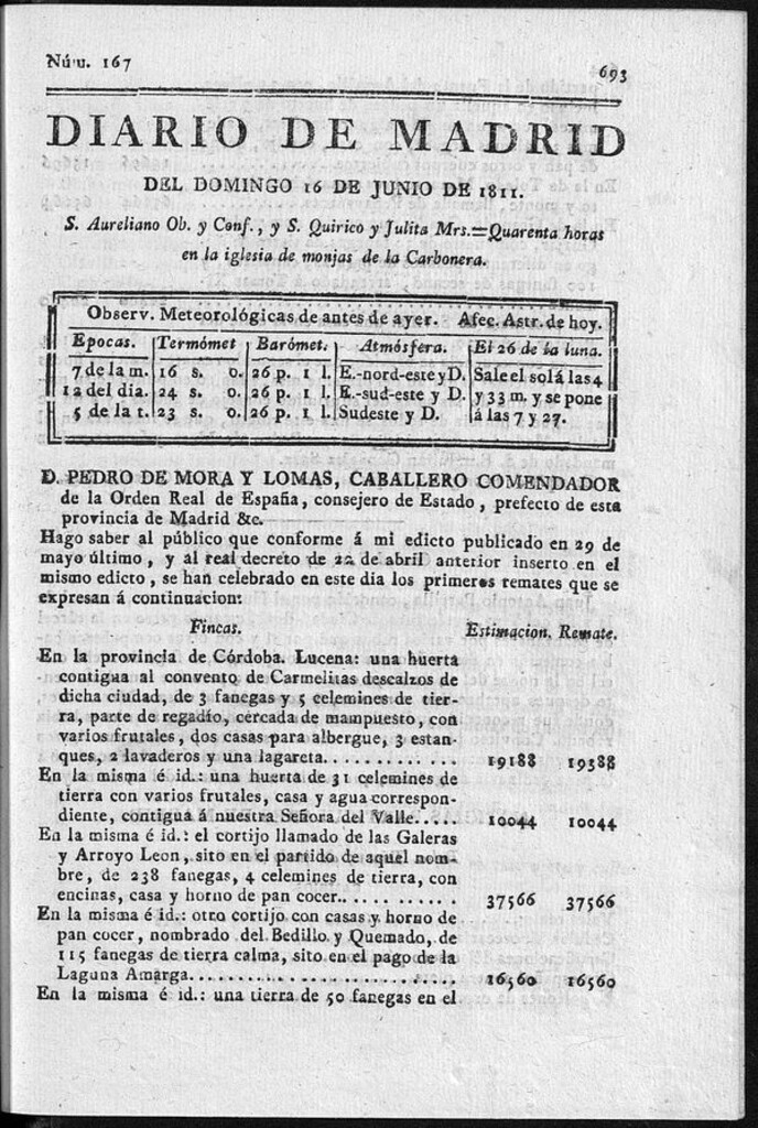 Miniatura de Diario de Madrid del domingo 16 de Junio de 1811