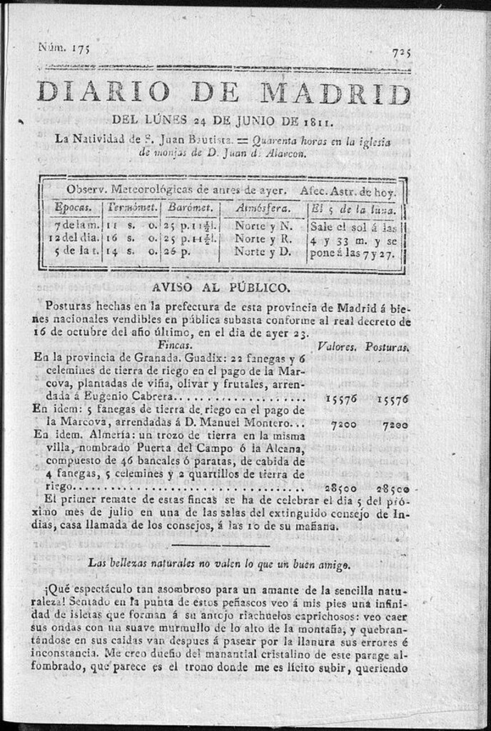 Miniatura de Diario de Madrid del lunes 24 de Junio de 1811