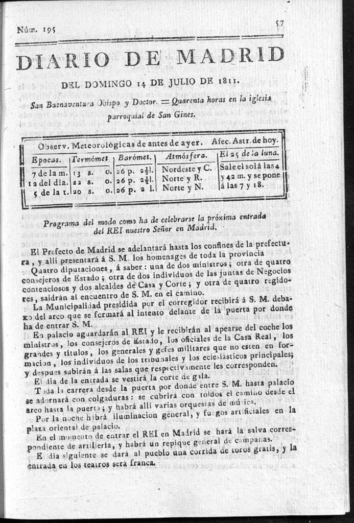 Miniatura de Diario de Madrid del domingo 14 de Julio de 1811